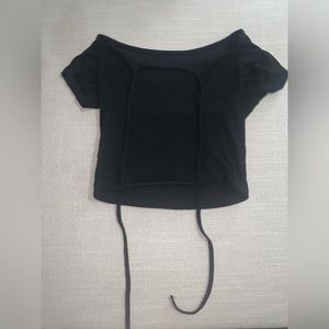 SHEIN Dazy Off Shoulder Cropped Tee with m Necktie